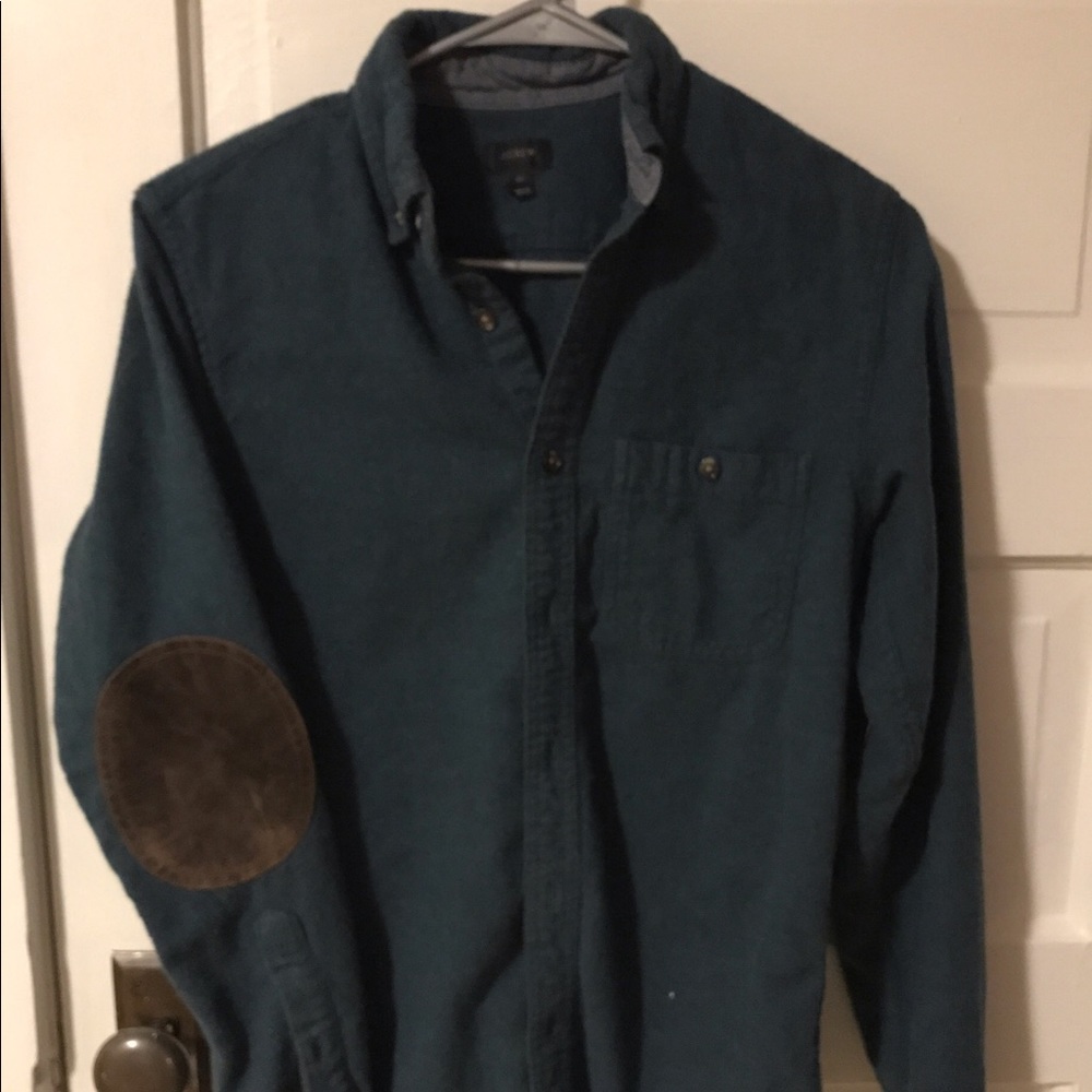 JCrew S wool button-up with suede